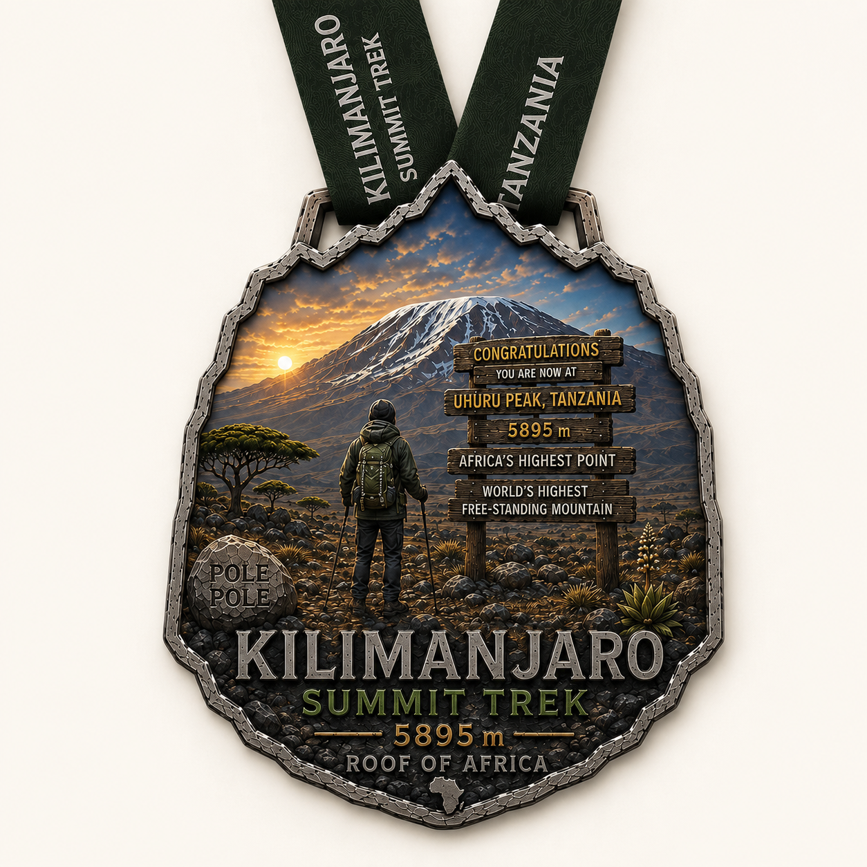 Front of the Kilimanjaro Summit Trek Trail Medal