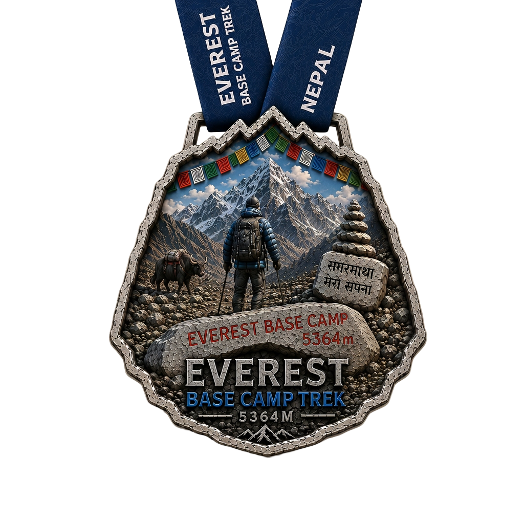 The front of the Everest Base Camp Trail Medal